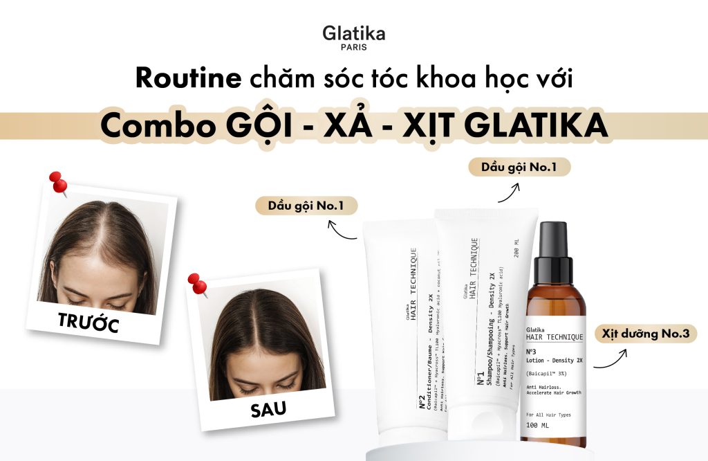 Routine chăm sóc tóc khoa học Glatika Density 2x