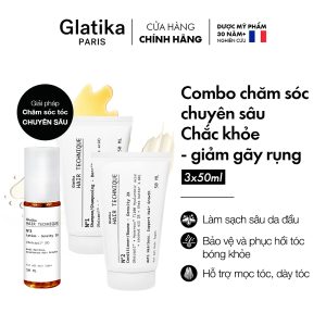 Combo minisize 3 bước Glatika Hair Technique Density 2X gồm dầu gội, dầu xả và xịt dưỡng giúp tóc chắc khỏe