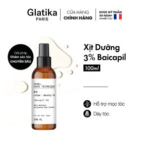 Xịt dưỡng mọc tóc Glatika Hair Technique Density 2X 100ml với Baicapil 3% giúp giảm rụng và kích thích tóc mọc chắc khỏe