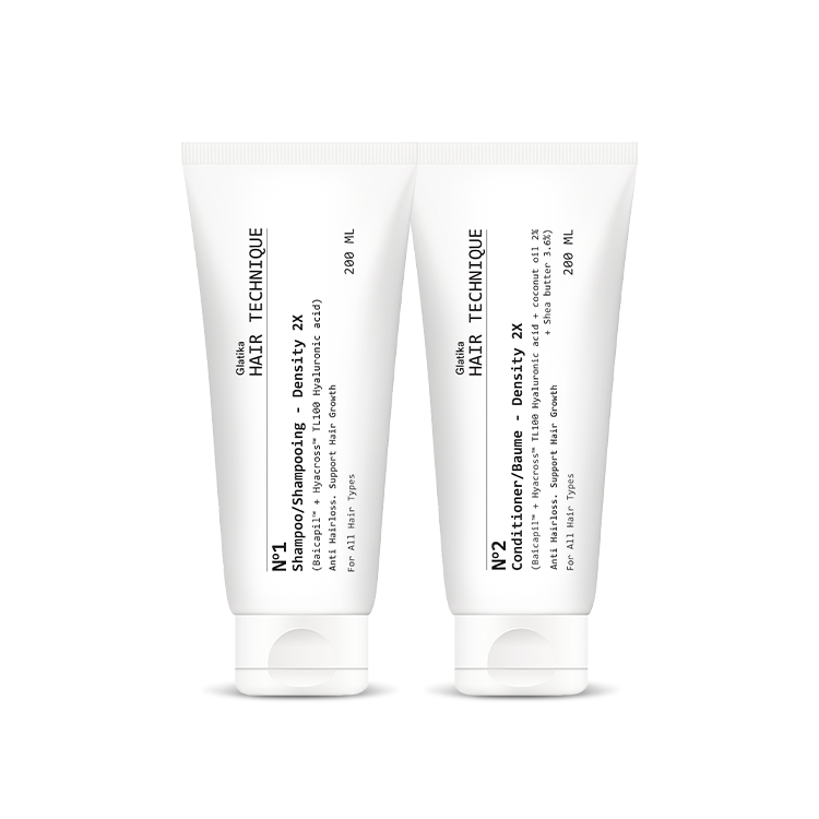 Combo dầu gội và dầu xả Glatika Hair Technique Density 2X 200ml giúp làm sạch sâu và tóc chắc khỏe, bóng mượt