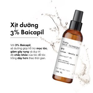 Xịt dưỡng mọc tóc Glatika Hair Technique Density 2X 100ml với Baicapil 3% giúp giảm rụng và kích thích tóc mọc chắc khỏe