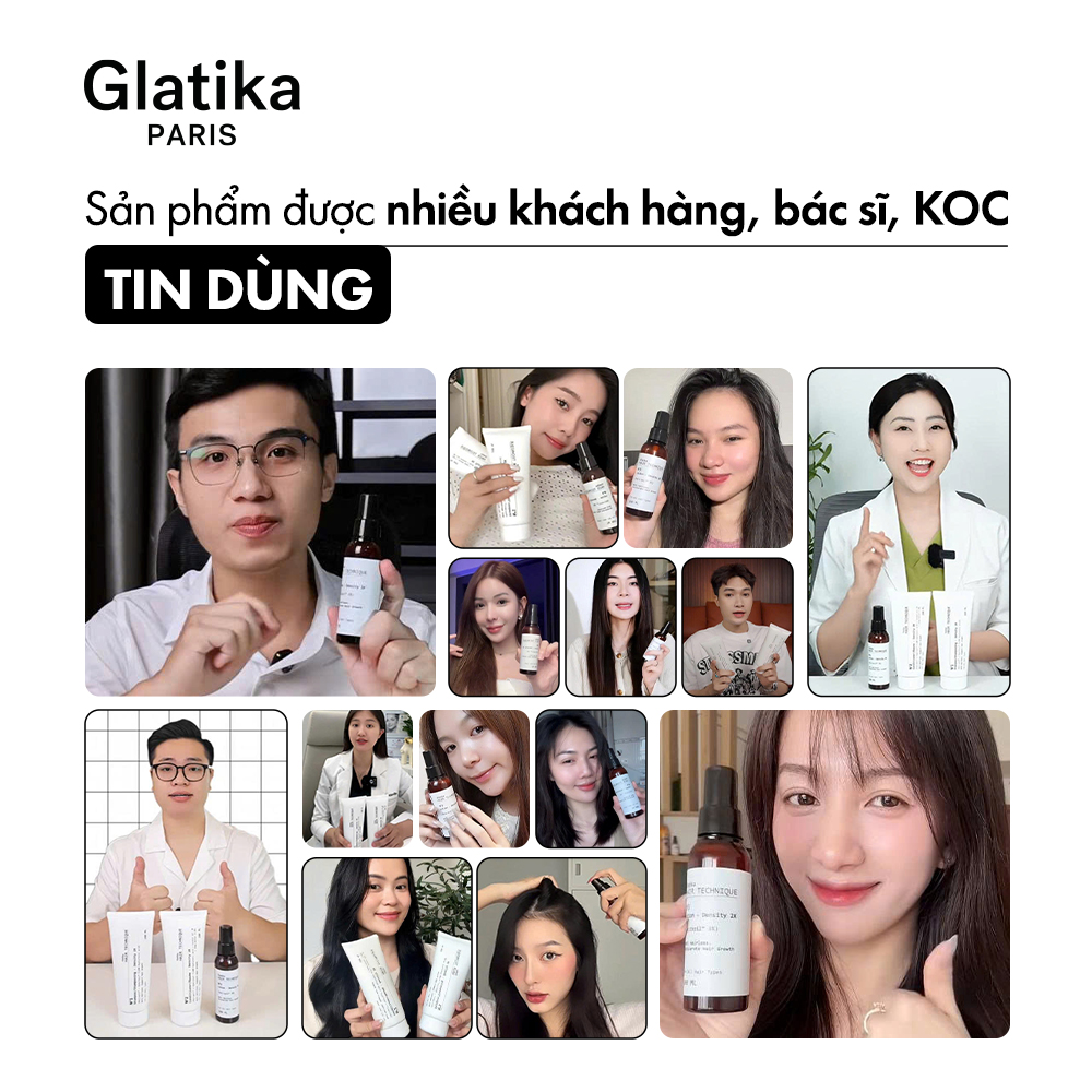 Xịt dưỡng mọc tóc Glatika Hair Technique Density 2X minisize 50ml với Baicapil 3% giúp giảm rụng và kích thích tóc mọc chắc khỏe