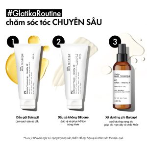 Combo dầu gội và dầu xả Glatika Hair Technique Density 2X 200ml giúp làm sạch sâu và tóc chắc khỏe, bóng mượt