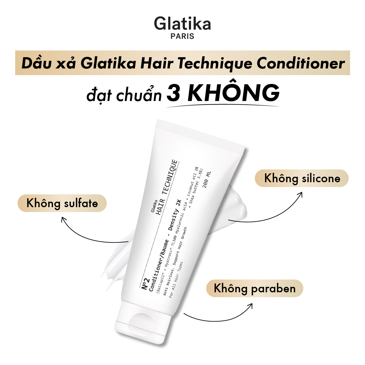 Dầu xả Glatika Hair Technique Conditioner - Dầu xả không chứa silicon cho tóc yếu