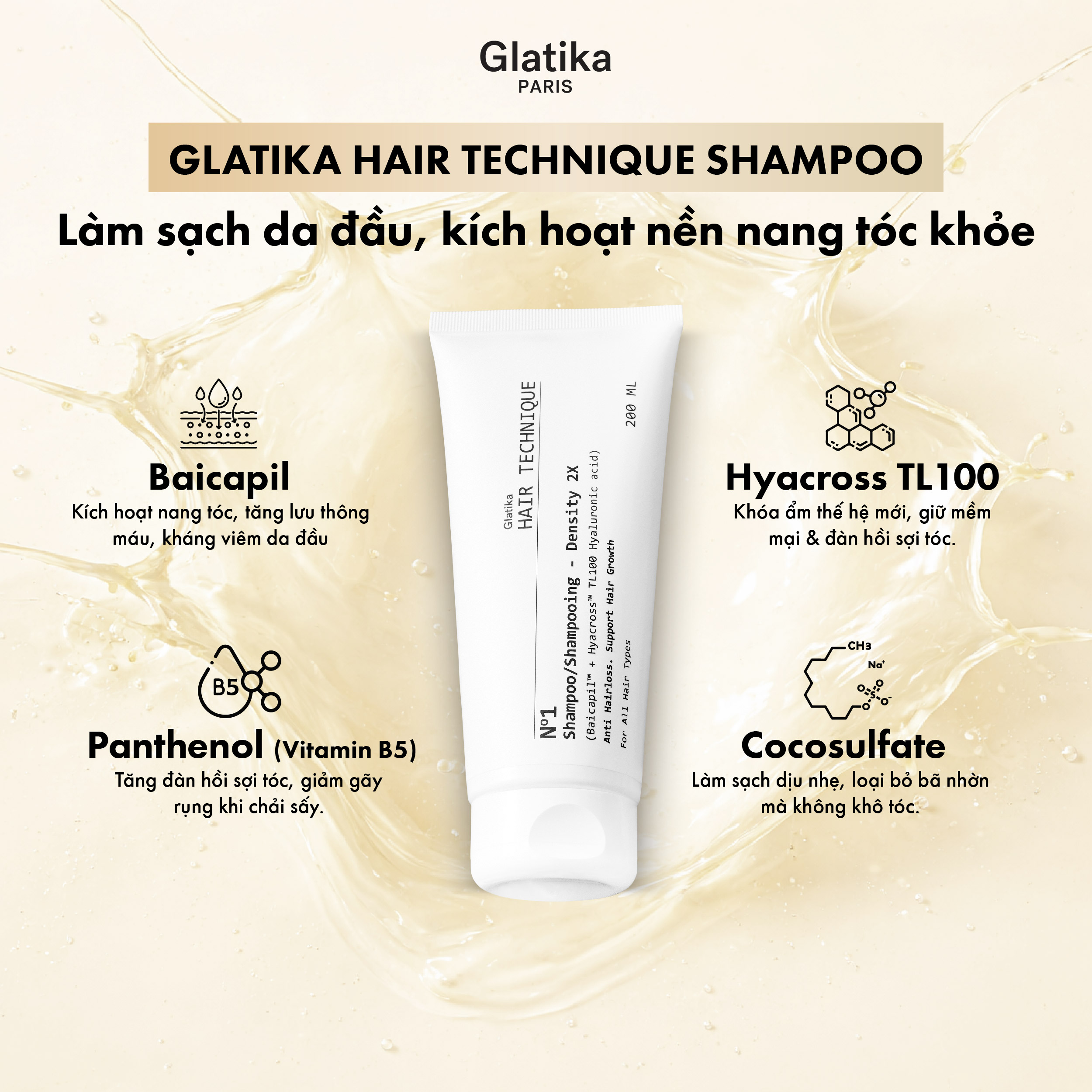Cơ chế của Dầu gội Glatika Hair Technique Shampoo